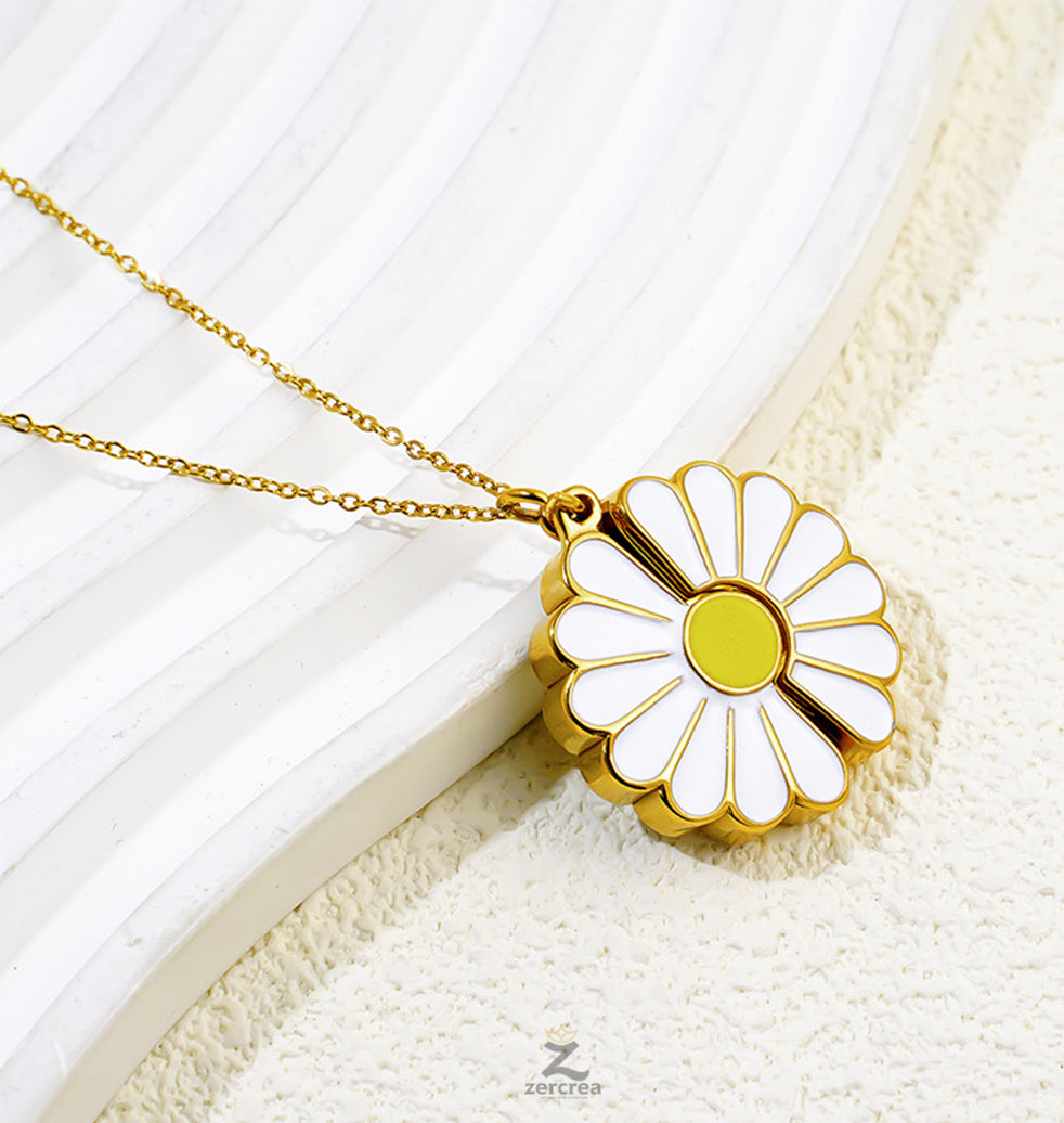 Collier Marguerite Doré –  Message Gravé